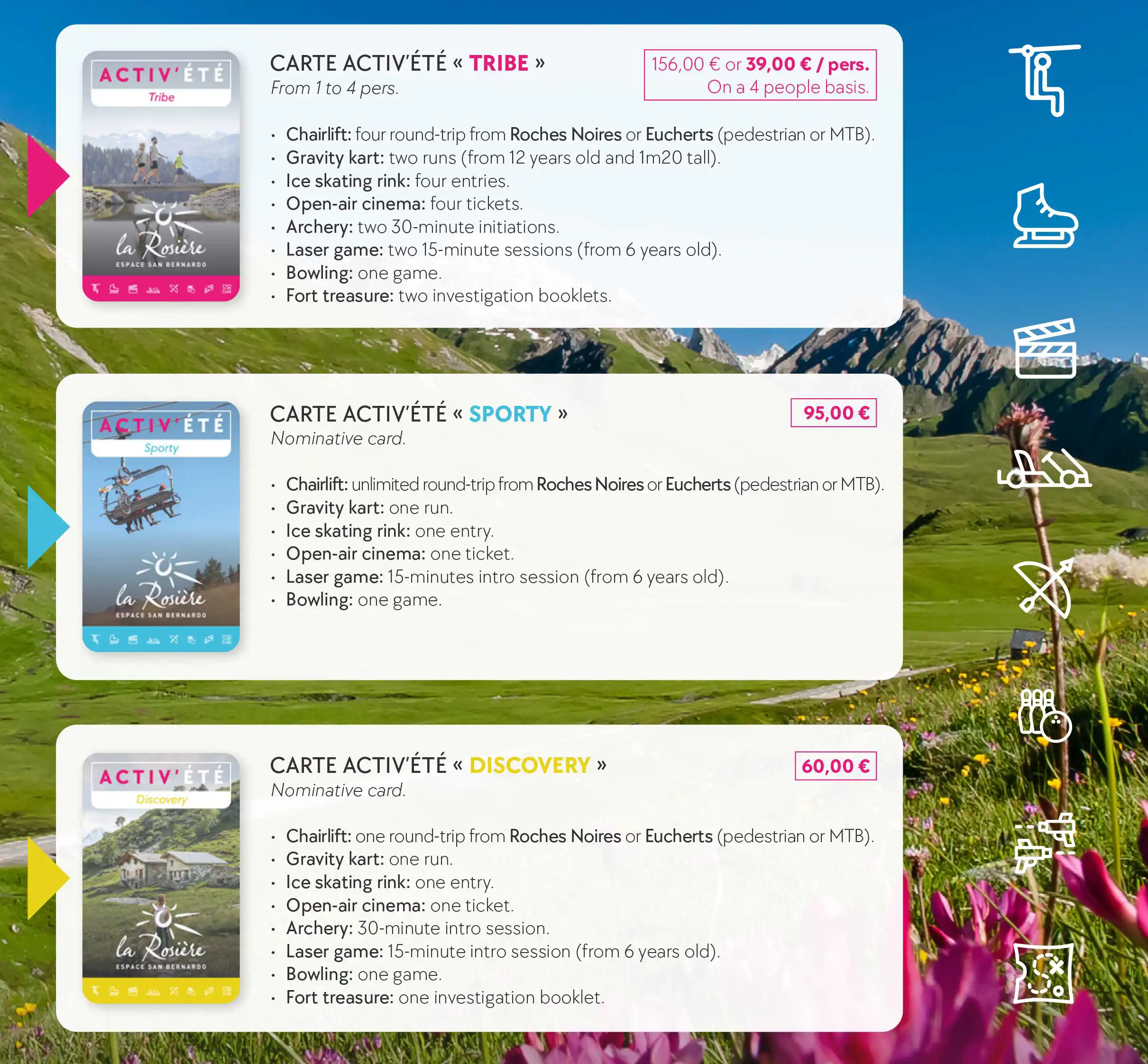 1 CARD + 1 PAYMENT = A WIDE RANGE OF ACTIVITIES!